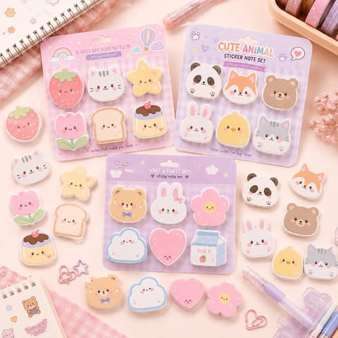Kawaii Cute Shaped Sticky Note Set (6 Designs)