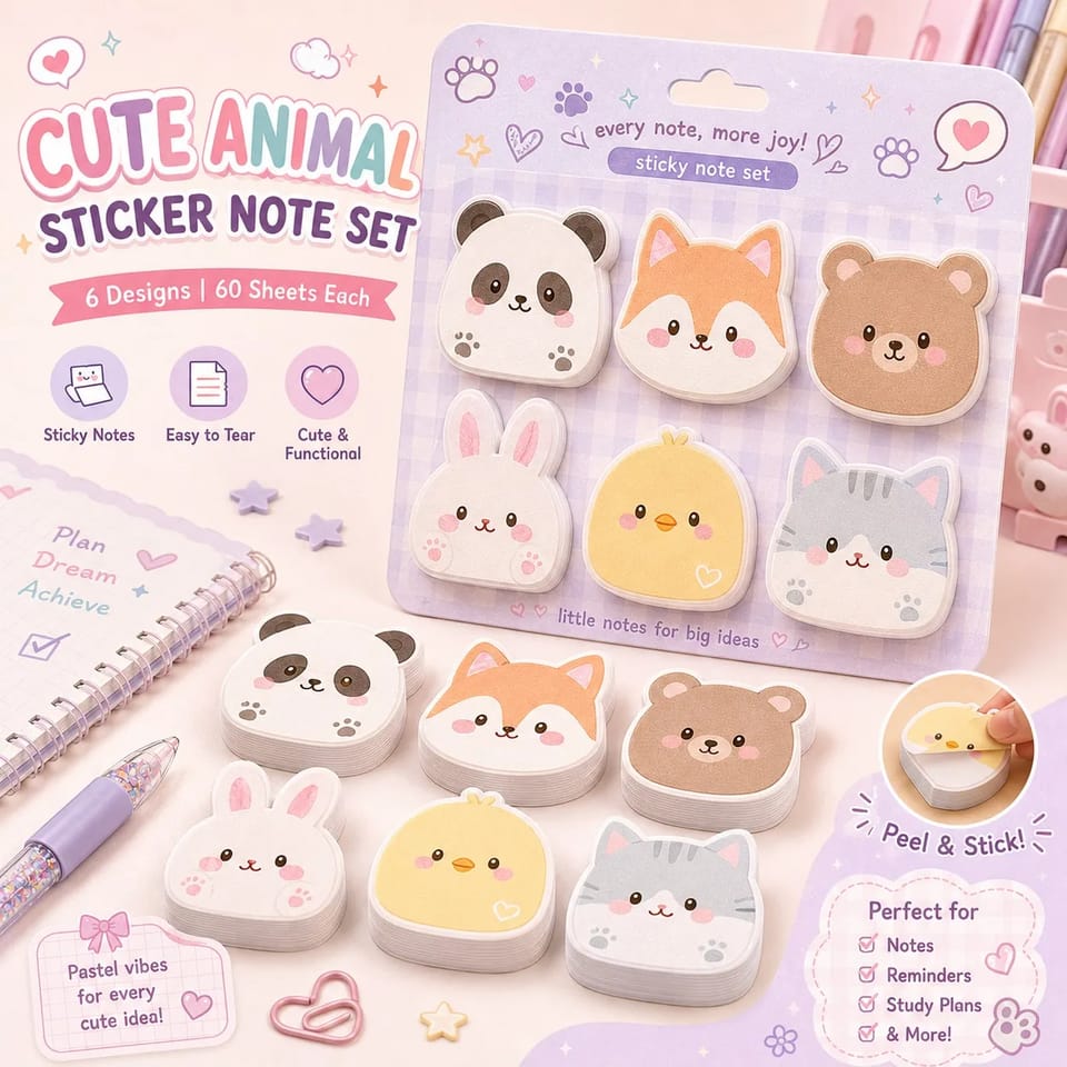 Kawaii Cute Shaped Sticky Note Set (6 Designs) 2